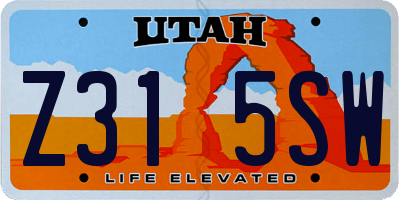 UT license plate Z315SW