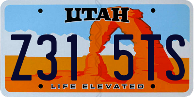 UT license plate Z315TS