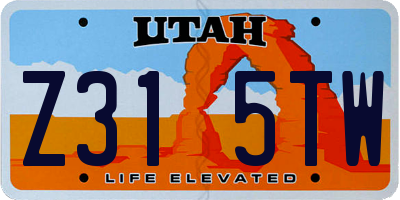 UT license plate Z315TW