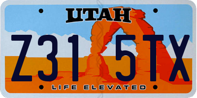 UT license plate Z315TX