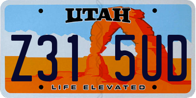 UT license plate Z315UD