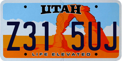 UT license plate Z315UJ
