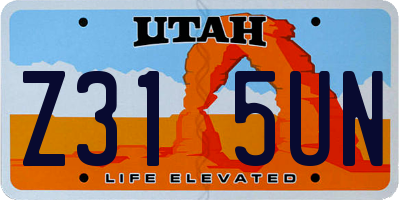 UT license plate Z315UN