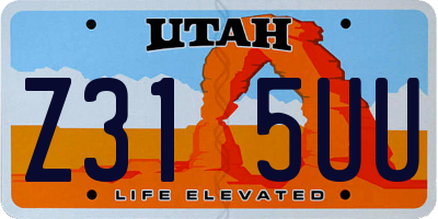 UT license plate Z315UU