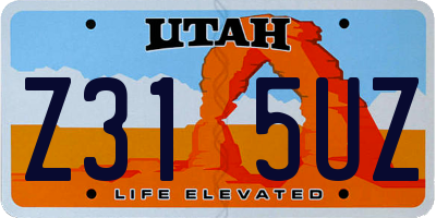 UT license plate Z315UZ