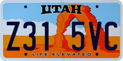 UT license plate Z315VC