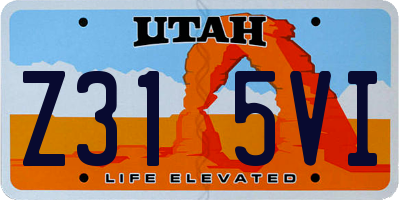 UT license plate Z315VI