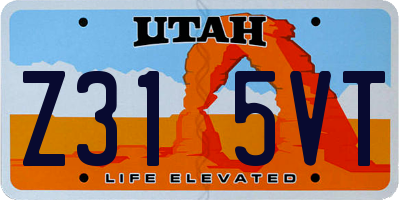 UT license plate Z315VT