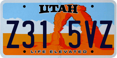 UT license plate Z315VZ