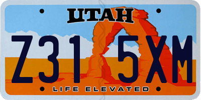 UT license plate Z315XM
