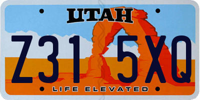 UT license plate Z315XQ