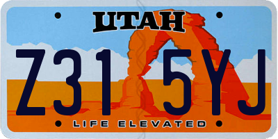 UT license plate Z315YJ