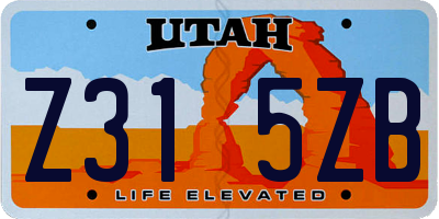 UT license plate Z315ZB