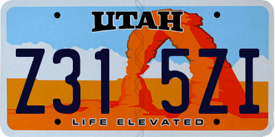 UT license plate Z315ZI