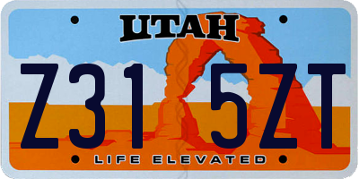 UT license plate Z315ZT