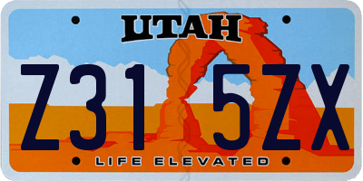 UT license plate Z315ZX