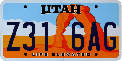 UT license plate Z316AG