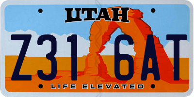 UT license plate Z316AT