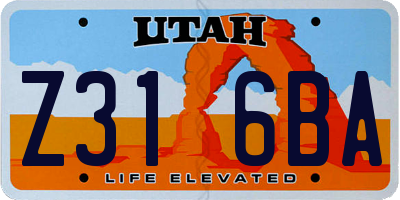 UT license plate Z316BA