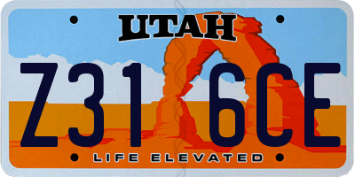 UT license plate Z316CE