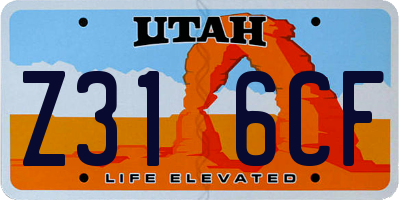 UT license plate Z316CF