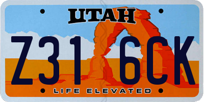 UT license plate Z316CK