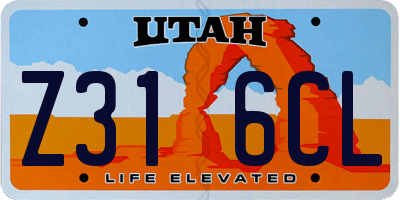 UT license plate Z316CL