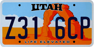 UT license plate Z316CP