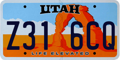 UT license plate Z316CQ