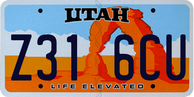 UT license plate Z316CU