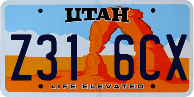 UT license plate Z316CX