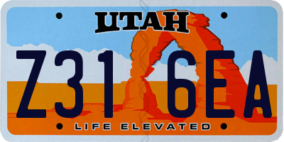 UT license plate Z316EA