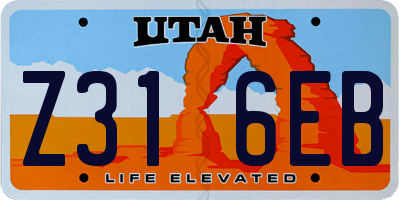 UT license plate Z316EB