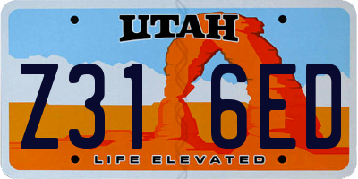 UT license plate Z316ED