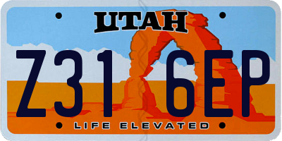 UT license plate Z316EP