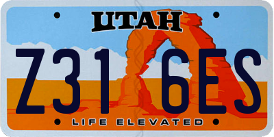 UT license plate Z316ES