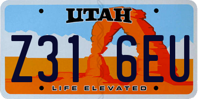 UT license plate Z316EU