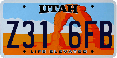 UT license plate Z316FB