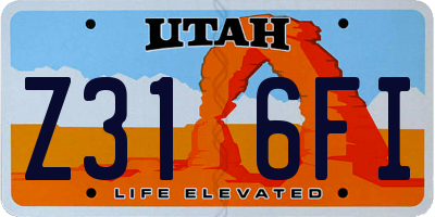 UT license plate Z316FI