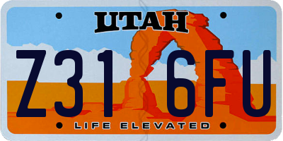 UT license plate Z316FU