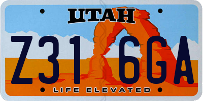 UT license plate Z316GA