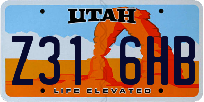 UT license plate Z316HB