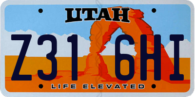 UT license plate Z316HI