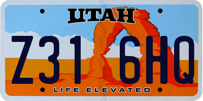 UT license plate Z316HQ