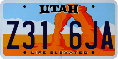 UT license plate Z316JA