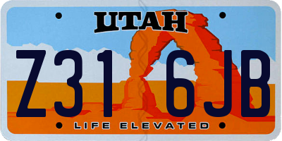 UT license plate Z316JB