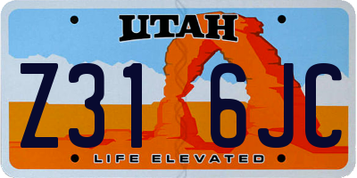 UT license plate Z316JC