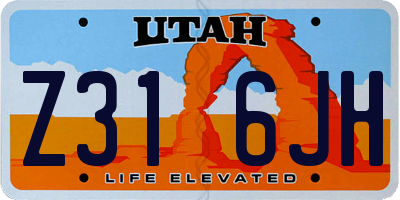 UT license plate Z316JH