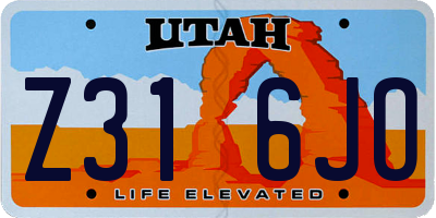 UT license plate Z316JO