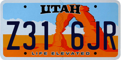 UT license plate Z316JR